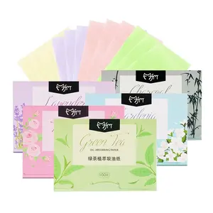 100 Sheets Facial Oil Blotting Paper, Summer Oil Control Towels, Portable Tea Scented Bamboo Charcoal Absorbent Face Papers for Men & Women