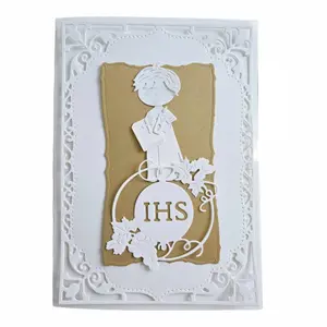 A set 10 pieces of Customized beautiful unique Classy handmade First Holy Communion Invitations, Elegant Invitation with Envelopes