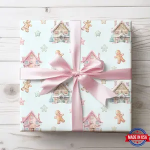 Wrapping Papers, Holiday Gift Wrap, Christmas Wrapping Paper, Gingerbread House Gift Wrap, Festive Gift Packaging