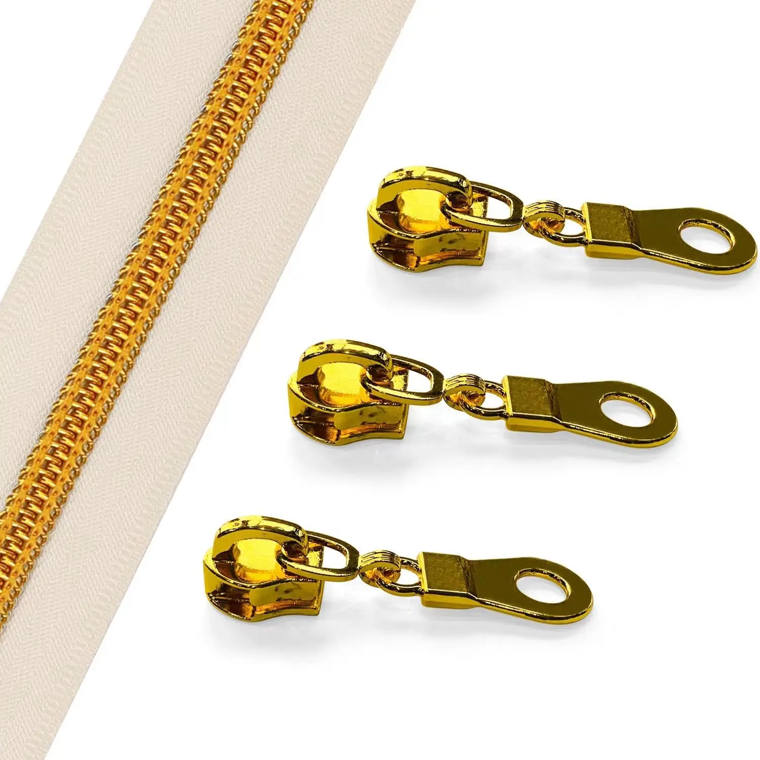 10 Yards Bulk Zipper (#5) with 20 count Sliders, Beige Nylon Coil Zipper with   for DIY Sewing Craft Bags