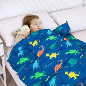Weighted Blanket 3lbs Blue Dinosaur Cute Small 3 Pounds Washable Soft Heavy Blanket Throw for All-Season 36x48 Inches Blue