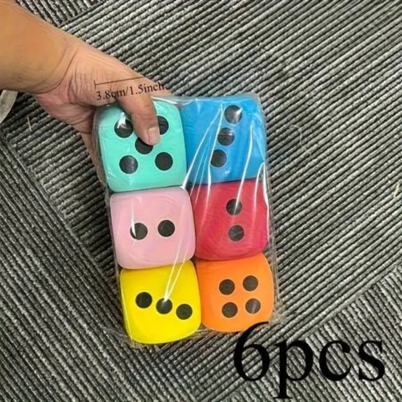 Set of 6 1.5 Inch Small Eva Foam Dice, Bulk Dice, Random Colors, Bright Light and Soft Texture, Perfect for Home Parties and Tabletop Games