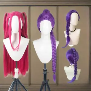 Unisex Cosplay Wig, Pre Braided Wig, Skpop Hunter Girl Team Costume Hairpiece, Suitable for Halloween & Party Use, Durable Quality Design