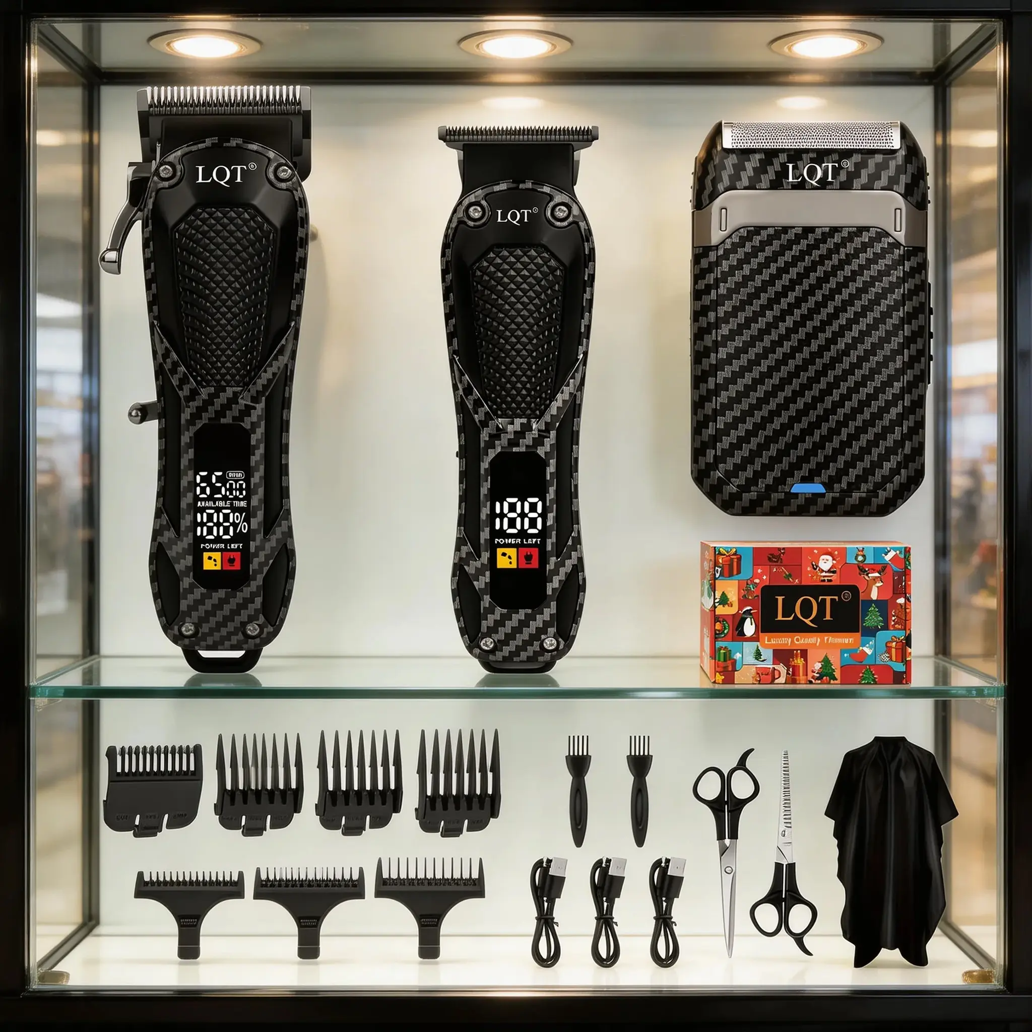 LQT Electric Hair Clipper Set for Men - Professional Barber Equipment, Cordless Trimmers, Beard Shaver & Grooming Kit with LED Display, Long Battery Life, Adjustable Fade Blades, Rechargeable, Ideal Gift