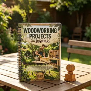 Woodworking Beginner Practical Guide Manual, Outdoor DIY Project Tutorial Notebook, Spiral Bound Woodcraft Handbook for Newbies, Woodworking Projects