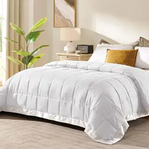 King Size Blanket with Trim, Lightweight Down Alternative King Blanket for All Season, Machine Washable (Ivory, 90x108 Inch)