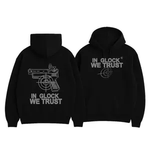 In Glock We Trust Hoodie, Black Full Color Design Unisex Daily Wear Fashionable Design, Casual , Unisex Hoodie