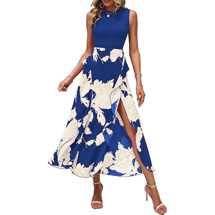 Floral White Bright Blue