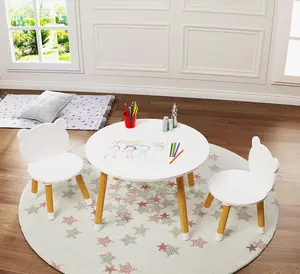 Table and Chair Set,  Play Table with 2 Chairs,3 Pieces  Round Table for , Girls, Boys,White