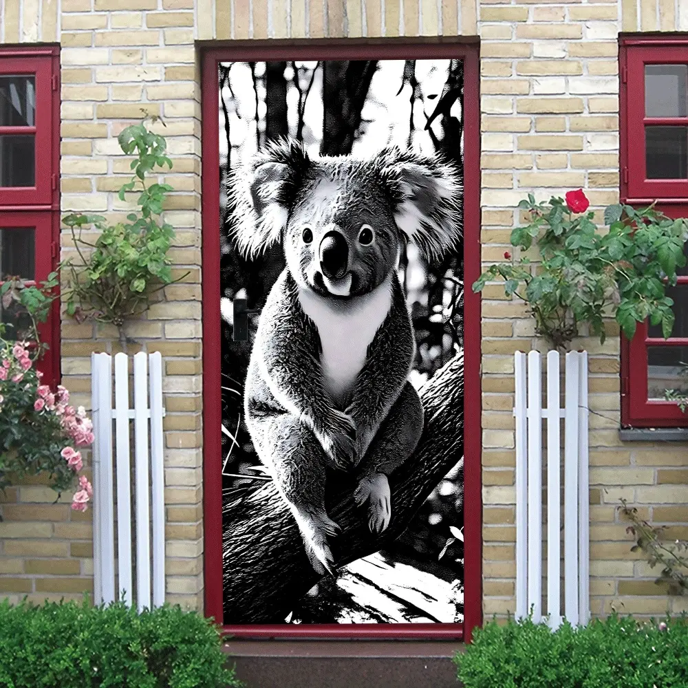 2pcs Cute Koala Tree Animal Wall Stickers Cartoon Animal Bedroom Kids Room Decorative Stickers Removable Self Adhesive Wall Decals Home Living Room Entrance Kindergarten Wall Decor Stickers
