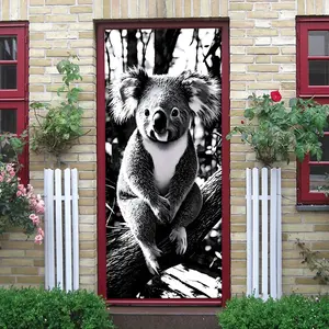 2pcs Cute Koala Tree Animal Wall Stickers Cartoon Animal Bedroom Kids Room Decorative Stickers Removable Self Adhesive Wall Decals Home Living Room Entrance Kindergarten Wall Decor Stickers