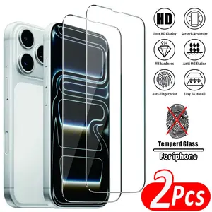 2pcs HD Tempered Glass Protective Screen Protector Film Compatible with iPhone 17/17e/17pro/17pro Max/17air/16e/16/16 Pro/16 Pro Max/16 Plus Accessories