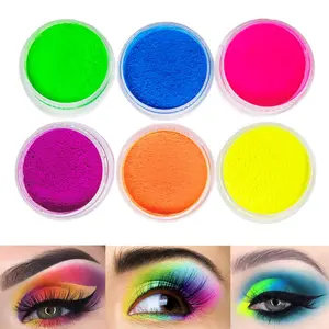 Neon Pigment Eyeshadow Powder UV Reactive Glow in the Blacklight 6 Mixed Bright True Colors for Body/Eyeshadow, Carnival Party Halloween Makeup (6NE)