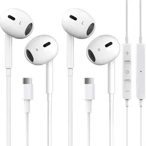 2 Pack-USB C Headphones for  17/16/15 Earbuds USB C Wired Earphones with Mic & Remote Control Noise Cancelling for 17/16/15 Plus/Air/Pro, Galaxy S25/S24/S23/S22/Ultra Note 10/20, Pixel 7/6/6a