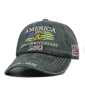 （the best gift） 250th Anniversary 1776-2026 Distressed Denim Baseball Cap for Men American Flag Embroidery Vintage Washed Relaxed Fit Daily Casual Outdoor Spring Summer History Enthusiasts Patriotic Fans Fathers Husbands Friends