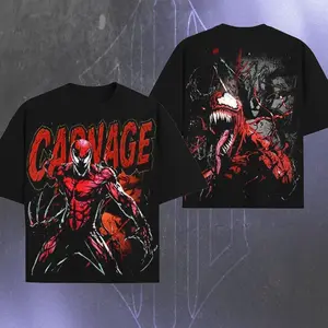 Let There be Carnage Symbiote - MCU Spidey verse Edition Double Printed Oversize Lightweight Tee TV series Vintage Graphic Design Top Cotton Comic Superheroes Streetwear T-Shirt Clothes Menswear Womenswear. 9CT