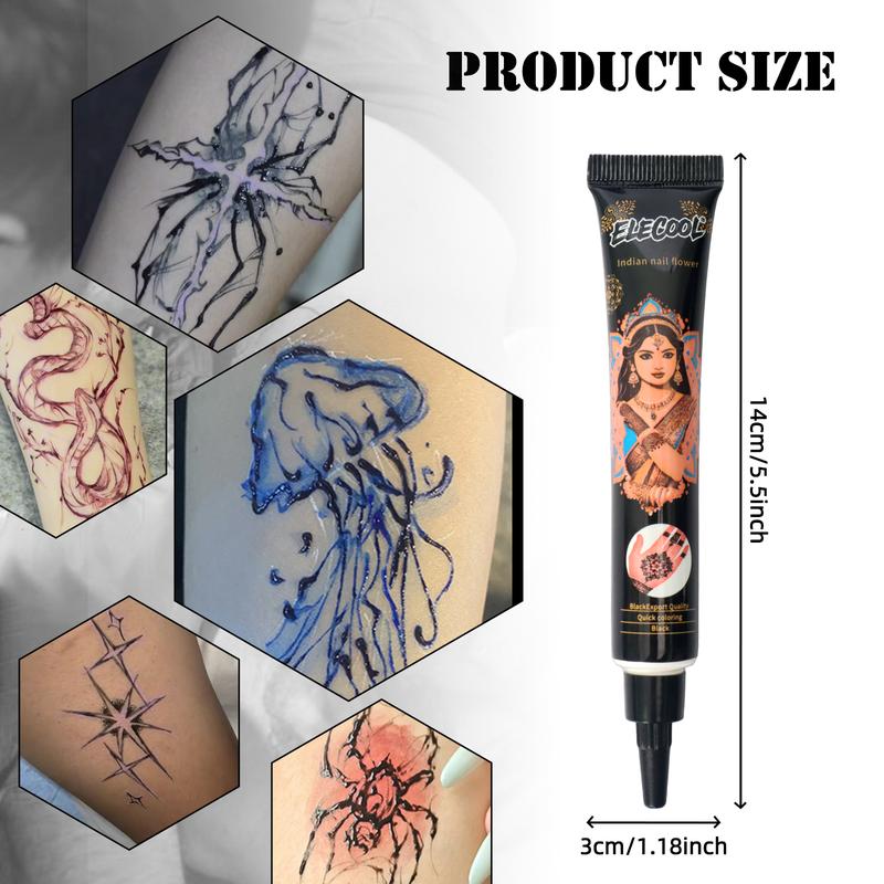 (Pack of 6) 25g-100% Fresh Natural Henna Cones | Original Henna Blend | Plant Based Temporary Tattoos |Two Colour Choose | Makeup Cosmetic