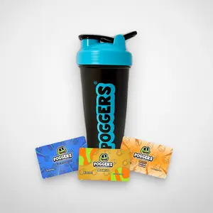 POGGERS Caffeinated Energy Drink Stick Pack & 24oz Shaker Bundle, for Sports Enthusiasts