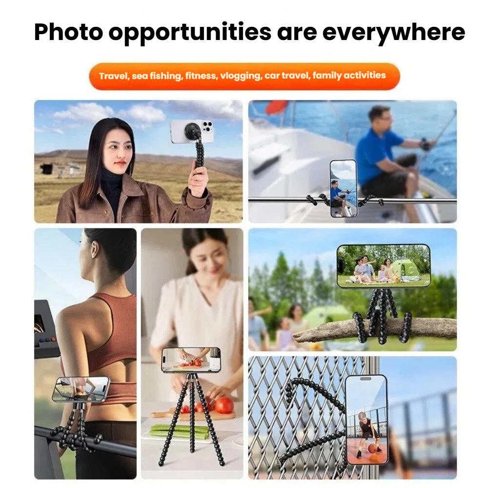 for Magsafe Flexible Magnetic Phone Tripod Mount Stand Holder Desk Bracket for Indoor Outdoor Video Recording Vlogging Selfie, Phone Tripod Universal for iPhone Samsung Galaxy Smartphone