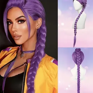 K-Pop Rumi Ponytail Cos Wig, Fried Dough Twists Braid, Christmas Party Cos Dress Accessories, Mira Zoey Halloween Cosplay Wig