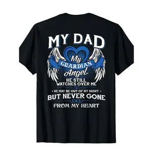 My Guardian Angel My Dad He Still Watches Over Me Angel Tee T-Shirt[Cool Design] Street Trending Style Women's Tee Comfortable Cotton Round Neck Shorts Same Gender Design and Sleeves Men's T Shirts