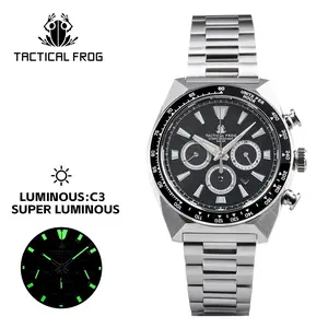 TACTICAL FROG Panda Chronograph Solar Watch for Men — 200M Waterproof, Sapphire Crystal, VS75A Movement