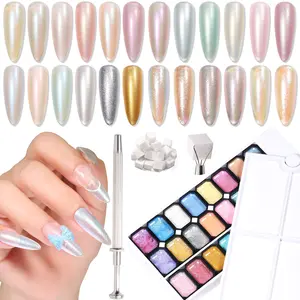 GELLAKTIK 24 Color Patting Nail Gel Polish Kit, Ombre Painting Gel Palette with Sponge Applicators for Blush Blooming Floral Aura French Manicure DIY Nail Art Palette