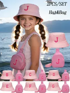 2pc Kids Fisherman Hat Spring Summer Breathable Sun Protection Cap, Unisex Soft Top with Cute Bag, Essential Accessory, Sunhat, Sunscreen Hat