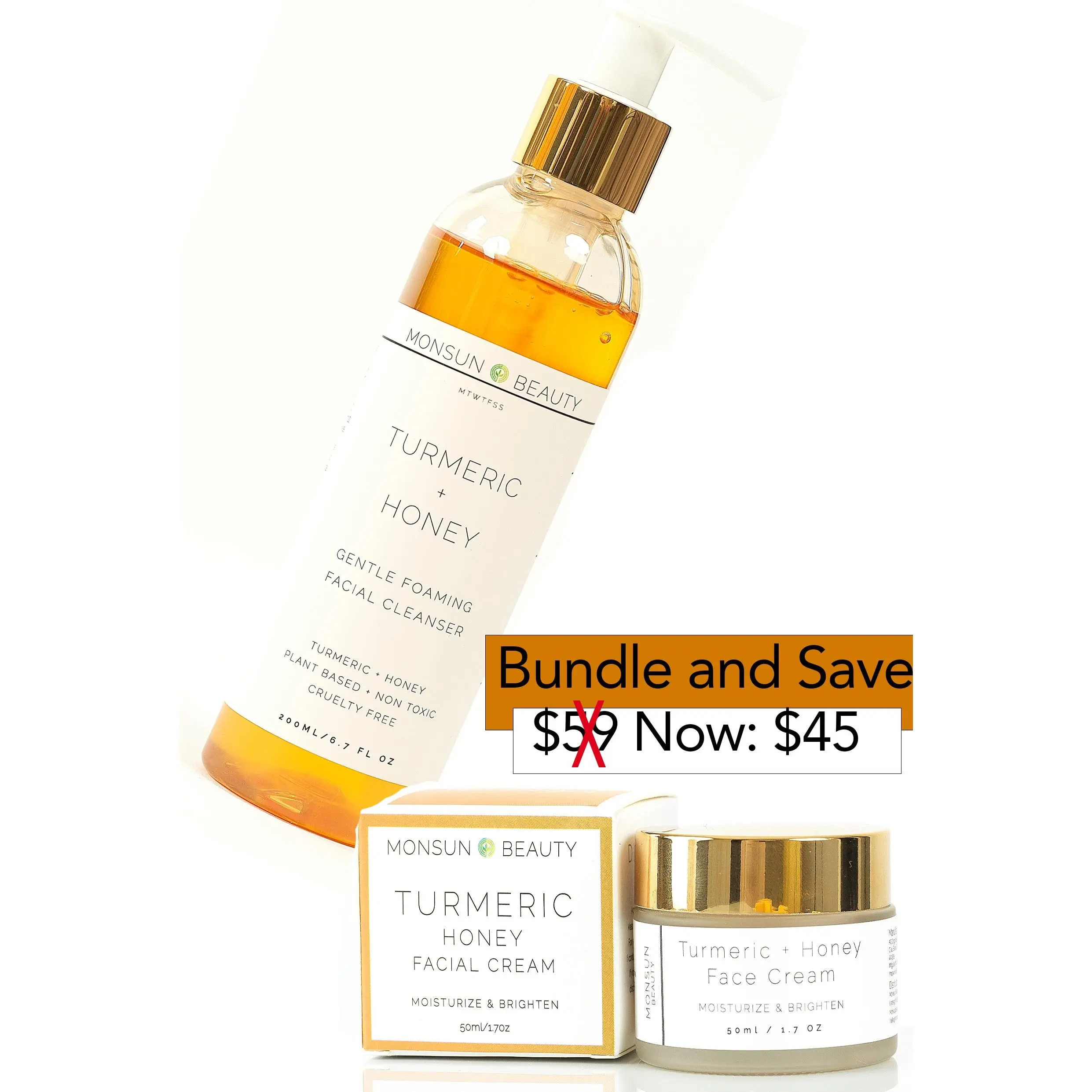 Glow Up Challenge Facial Kit with Turmeric & Honey, 2-Piece Plant-Based Formula for Soft Skin & Repair with Niacinamide, Alpha-Arbutin & Coconut for Normal to Dry Types, Flawless
