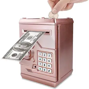 Piggy Bank Electronic Mini ATM Safe Coin Banks Money Saving Box with Password Code Lock ABS Plastic Odor-Free Sturdy Resistant to Breakage 5.31x5.51x7.28 Ideal for Kids Decor Light