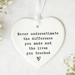 1pc Ceramic Product, Positive Quote Keepsake, Thinking Of You, Leaving Gift, Gift For Teacher, Thank You Present Thank You Gift, Friend Gift, Decoration, Heart, Gratitude