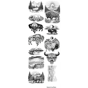 Western Sketchbook Buffalo Collection 22 x 60 Gang Sheet Hot Peel Transfers