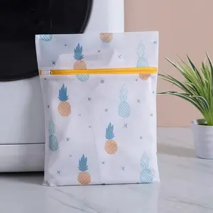 Pineapple Print Zipper Mesh Laundry Bag, Protects Clothes From Tangling, Reusable Washing Bag for Home Use, Multiple Sizes Available