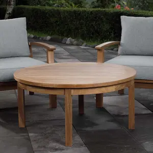 Modway Marina Outdoor Patio Teak Round Coffee Table in Natural
