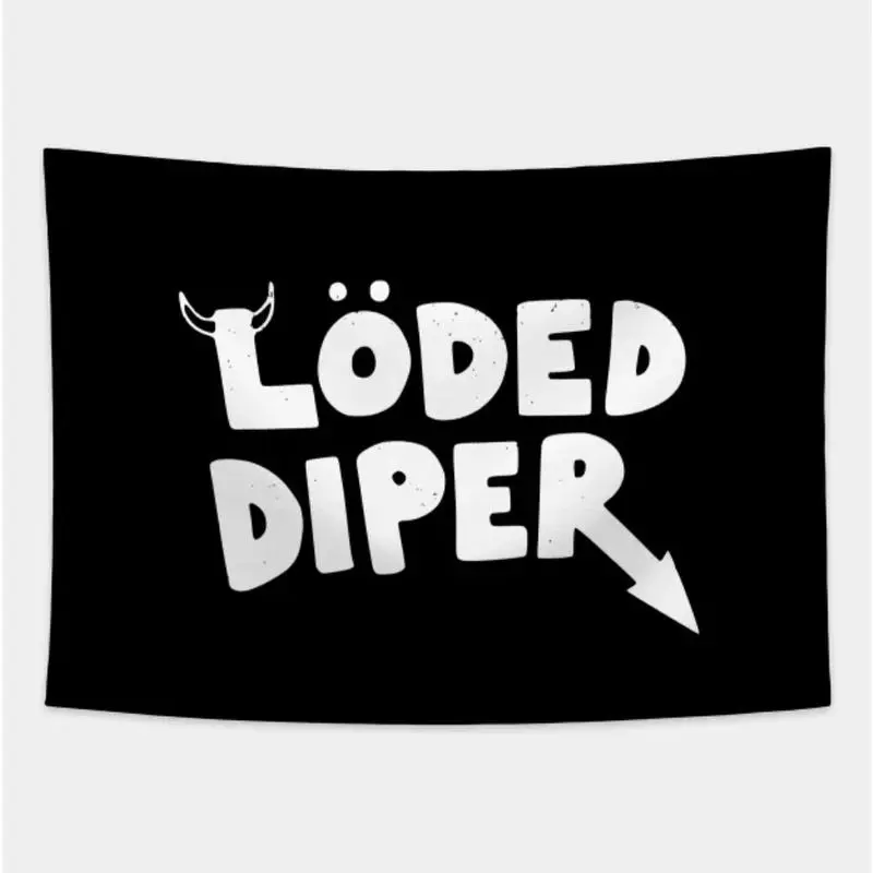 [Funny Loded Diper Tapestry] 1Pc Peach Skin Velvet All Over Print Tapestry, Black With White Text & Graphic, Wrinkle Resistant, Durable Horizontal Home Decor, Brightening Accessory For Bedroom, Full Width Indoors Use