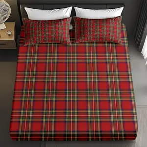 2/3 PCS Checkered Pattern Background Theme Fitted Sheet Set,Skin-Friendly Breathable Bedding Set(1*Fitted Sheet +1/2 Pillowcase,No Filling),Suitable For All Year Round Machine-Washable,Valentine'S Day Gift For Family