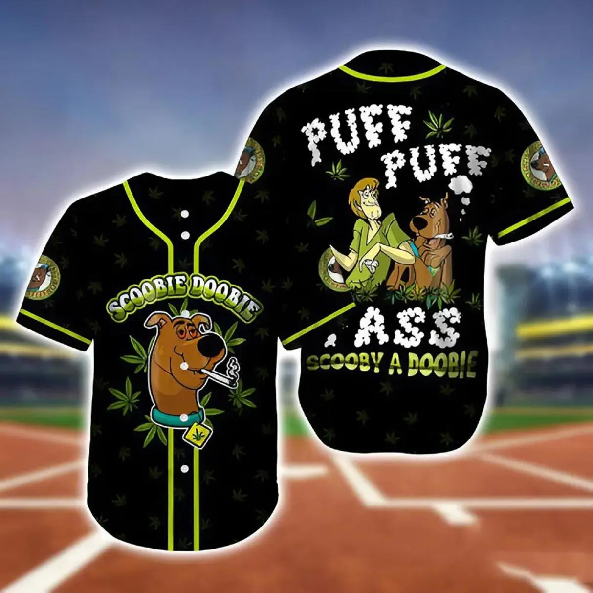 Scoobie Doobie Weed Puff Puff Pass Scooby A Doobie Baseball Jersey, Cute Cartoon Baseball Jersey, Gift for Friends, Simple Look