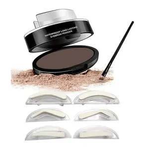 3-in-1 Waterproof Temporary Wax-Free Eyebrow Define Powder Cosmetic Kit - 0.21oz 301# Light Brown, Detachable Sponges, Delicate Shaping, Tinting, Stamp Method for Natural Look, Makeup Eyebrow Product