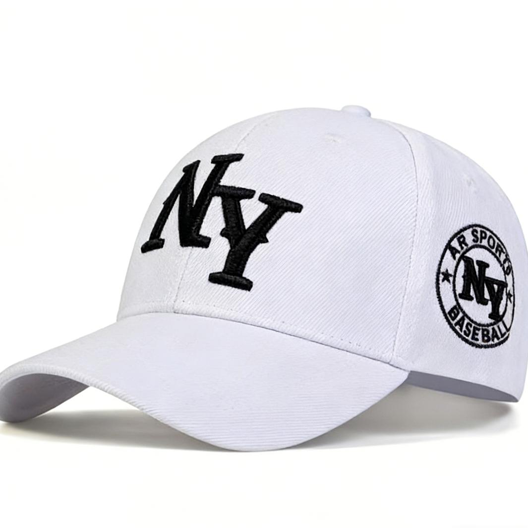Classic NY Letter Embroidered Sport Baseball Cap - Durable 6-Panel Dad Hat for Outdoor Running, Hiking, and Daily Wear - Adjustable Breathable Sun Cap - Essential All-Season Unisex Fashion Hat