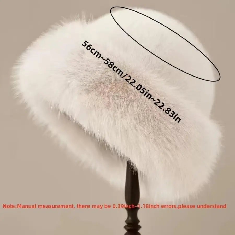 Women's Faux Fur Mongolian Hat with Thick Fleece Lining - Soft Warm Winter Plush Sports & Outdoor Accessory, Faux Fur Hat for Women-Black