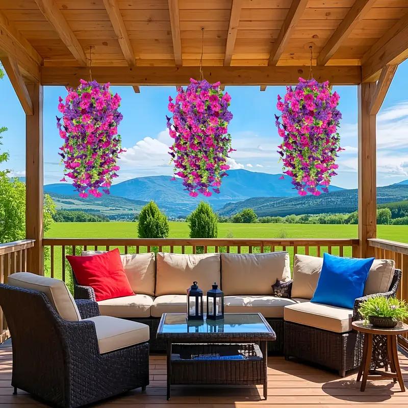 Artificial Morning Glory Vine, 2/4 Bunches Fake Flower Vine, faux flower, Decorative Flowers for Home Party Wedding Outdoor Yard Wall Hanging, Ornaments, Mother's Day Gifts