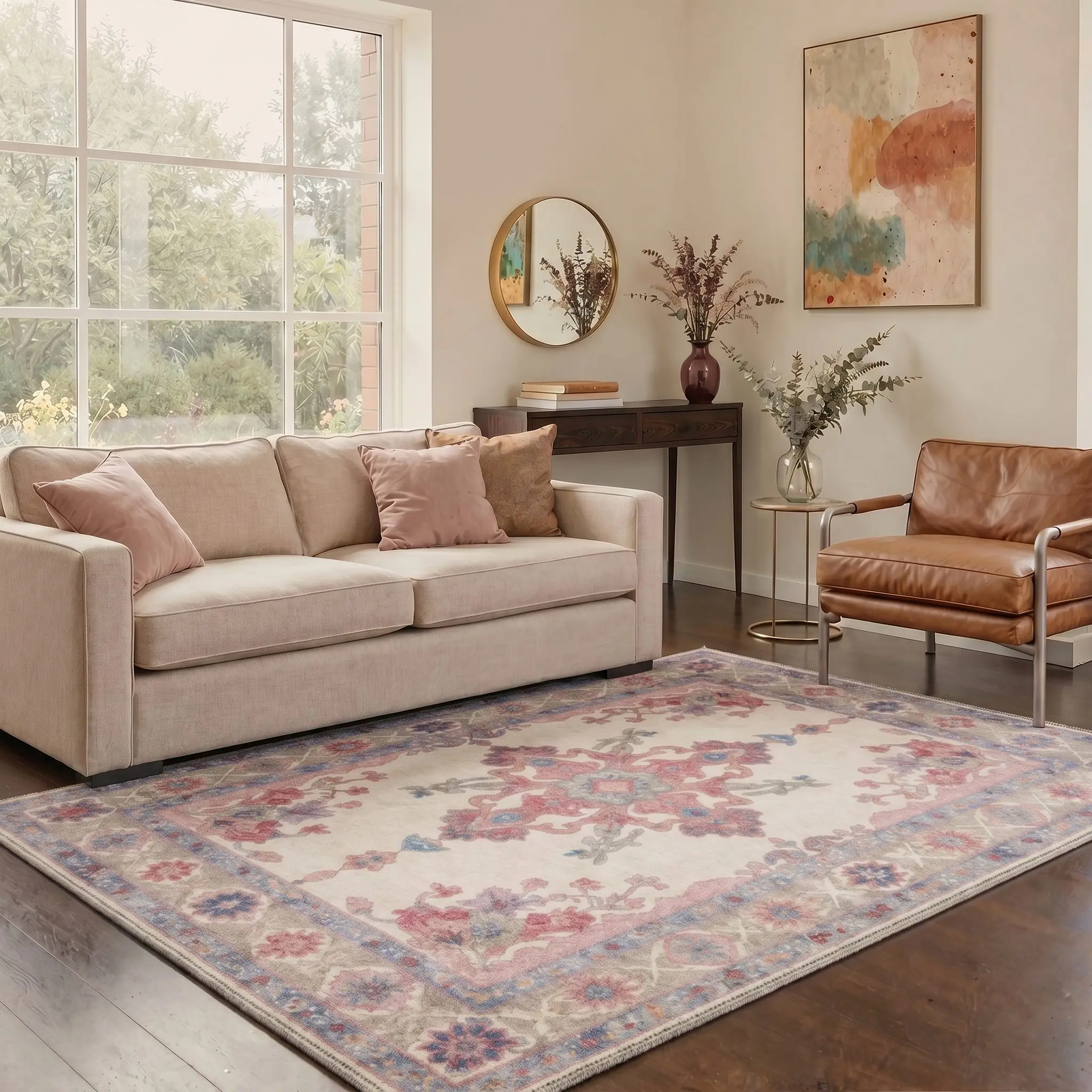 【Deals For You Days】BEIMO Rug – Pet Friendly, Non-Slip, Soft, Machine Washable Floor Carpet, Area Rug Perfect for Living Room, Bedroom, Kitchen, Hallway, Stylish Home Interior ,ARP3250-OCHRE BLOOM