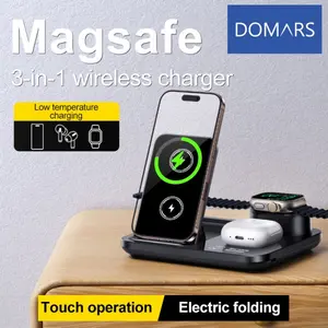 Domars Wireless Charger iPhone Charging Station 3 in 1 Charger Stand Multiple Devices for Apple - iPhone 17 16e 16 15 14 13 12 Pro Max 11 - Watch 10 9 8 7 6 5 4 3 2 SE and Ultra Series - Airpods 4 3 Pro