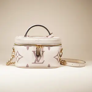 Pre-owned Louis Vuitton Leather Shoulder Bags LV Empreinte Monogram Giant Vanity PM Creme Bois de Rose