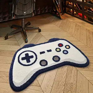 Soft plush game controller mat,1 PC Irregularly shaped play rug,Bedroom bedside rug,Creative game controller shape design pattern,Suitable for bedrooms, game rooms, e-sports rooms, and trendy home decoration.