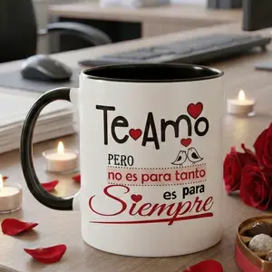 Valentine'S Day & Christmas Gift - 11.1 oz/ 330ml Spanish Love Phrase Ceramic Coffee Mugwith Wide Mouth - "Te Amo Para Siempre"Romantic Cup for Mom, Best Gift for Chefs,Ideal for Home and Travel - Includes Gift Box