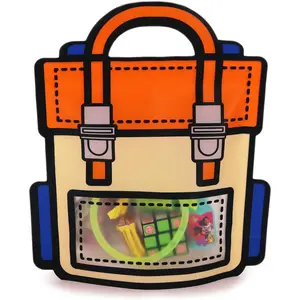 20 Pcs Clear Plastic Cartoon Backpack Goodie Bags - Resealable, Smell Proof, Fantasy Themed, Shark Design, Orange, with Handle, Ziplock - Party Favors, Birthday Bags - Tools & Hardware.