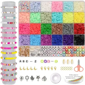 Clay Beads Bracelet Making Kit, 3800Pcs Polymer Flat Beads  Jewelry Making Heishi Beads  Friendship Bracelet Kit with Charm Kit  DIY Crafts Gifts  Girls Age 6-12