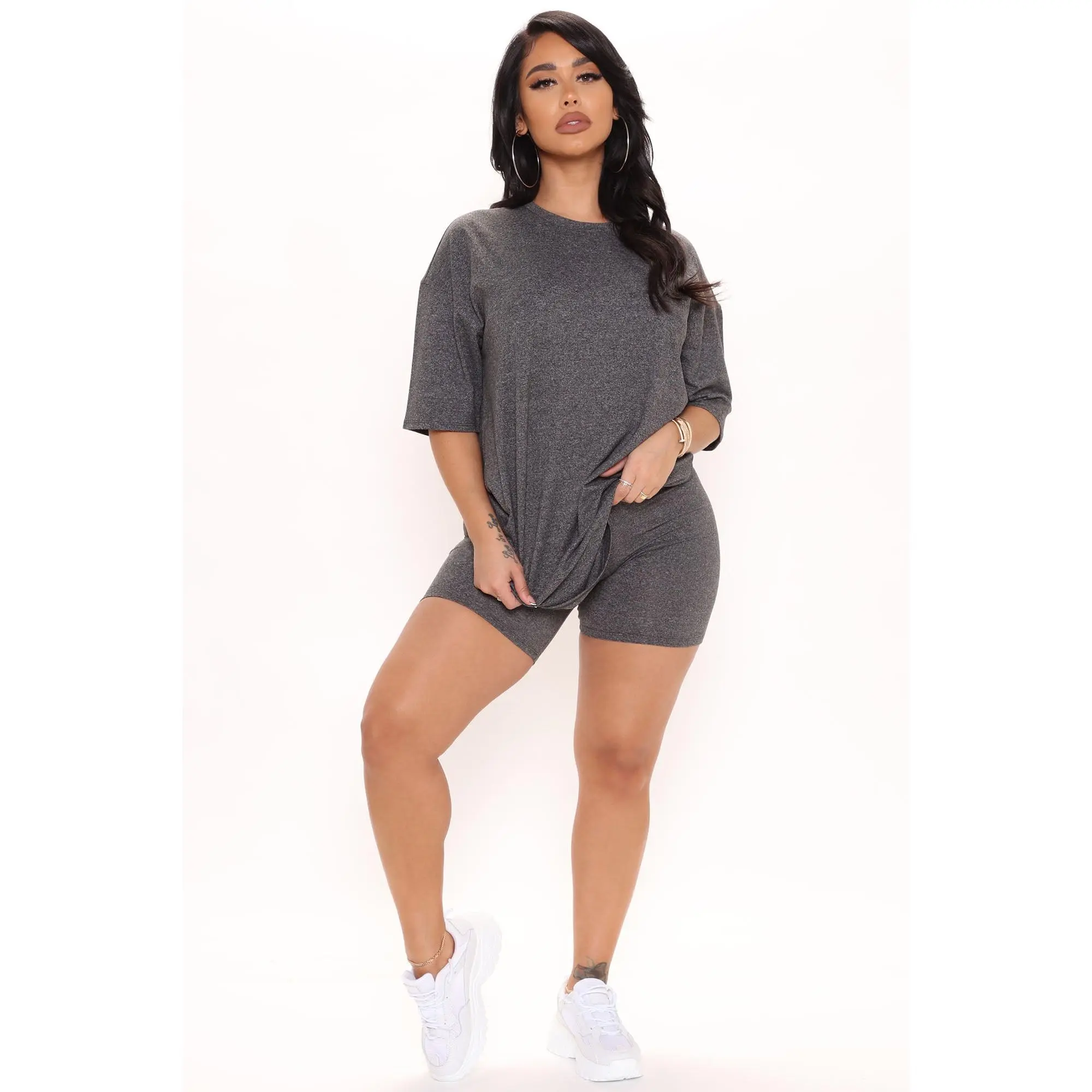 Weekend Vibes Short Set - Charcoal