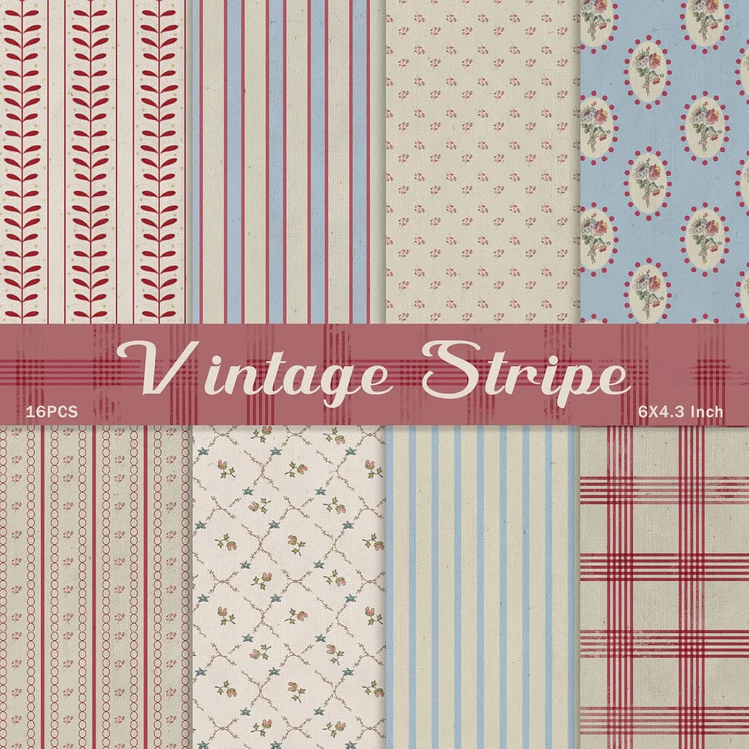 Scrapbook Paper,16 Sheets 4.1x5.8 Inch  Stripe Style Scrapbook Supplies,Single-Sided  Origami Decoupage Paper for DIY Crafts, Card Making, Art Journaling